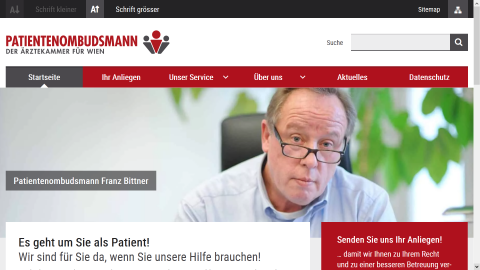 Website Patientenombudsmann der Ärztekammer für Wien
